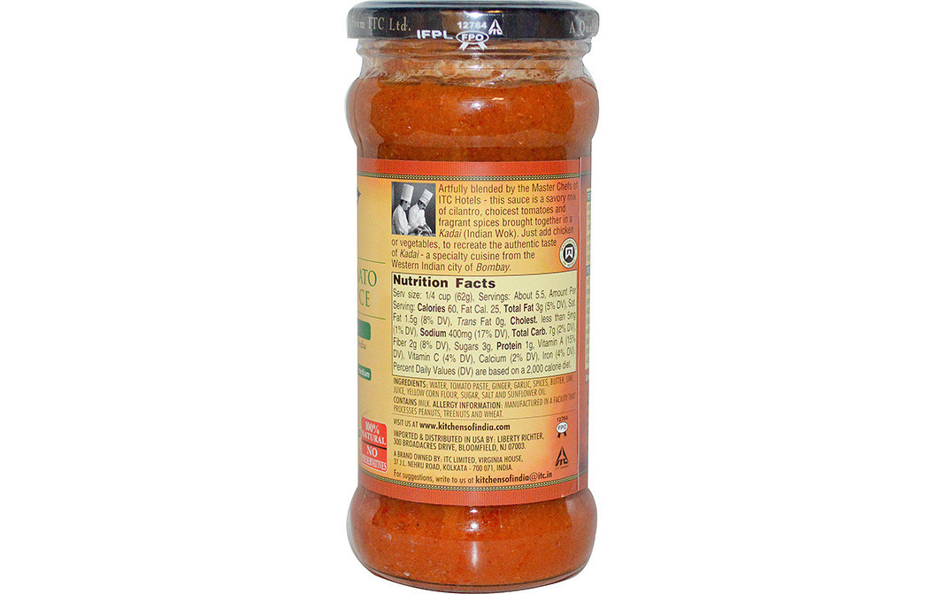 Kitchens Of India Cilantro & Tomato Cooking Sauce Bombay Kadai   Glass Jar  347 grams